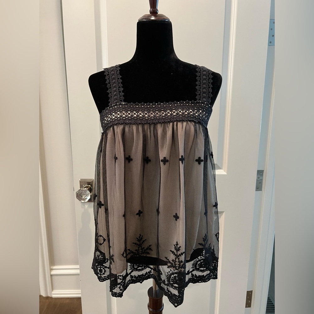 Mesh black overlay camisole top